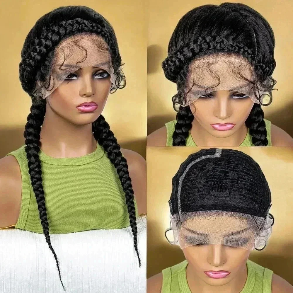 Braided  lace Wig -  elegant 2 feeding cornrows, Natural Baby Hair, NWT - Picture 2 of 9
